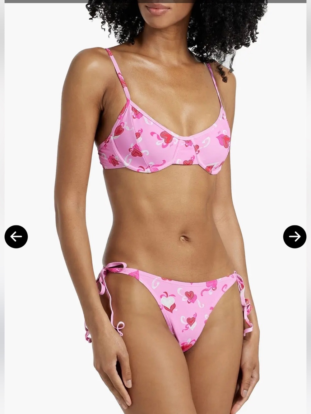 HVN Pink Heart Print Underwire Bikini Top only size S